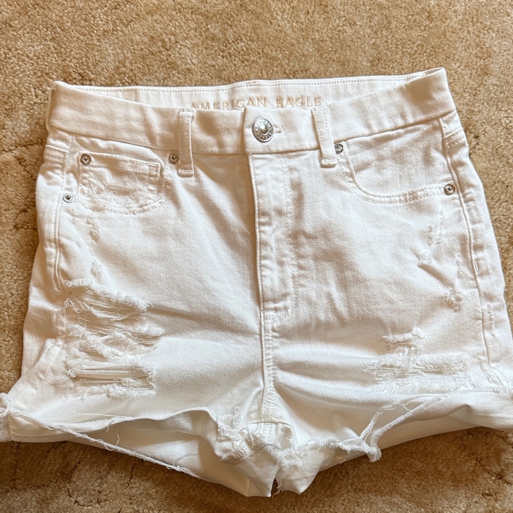 American Eagle Outfitters Women's Distressed White Jean Shorts